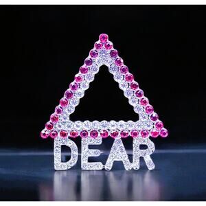 Delta Sigma Theta Brooch Red Rhinestone Rectangle Featuring DEAR